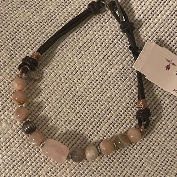 Peyote Bird Free Spirit Genuine Stone & Sterling Silver Bracelet With Leather Co - Picture 3 of 7